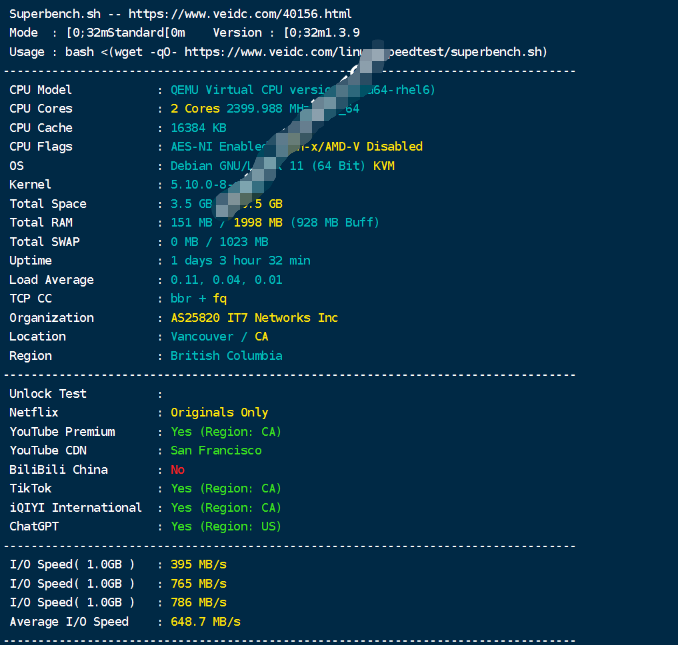 搬瓦工：加拿大温哥华CN2 GIA[CABC_6]机房最新测评，性能/网络/流媒体等数据分享